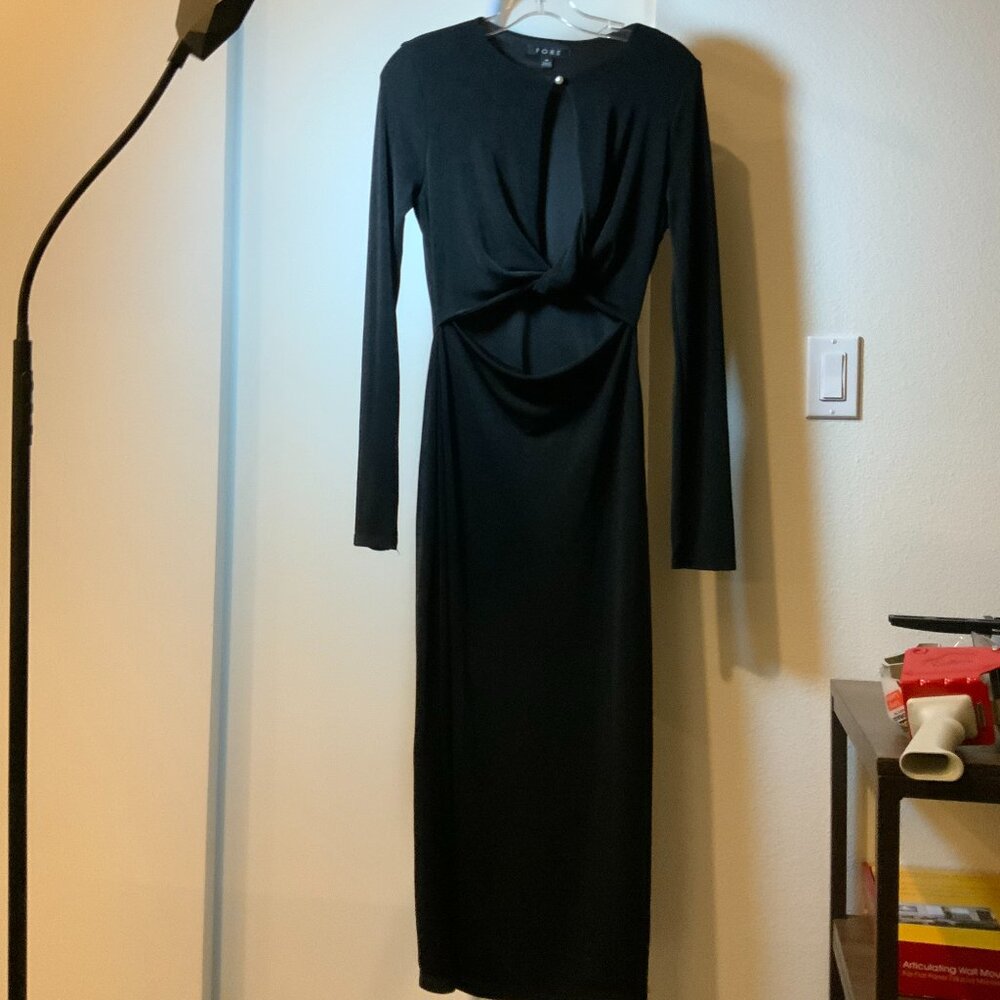 Fore Cut‎ Out Long Sleeve Black Dress